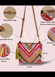 Prashu Sequin Chevron Clutch