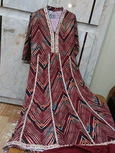 Maroon Anarkali Set