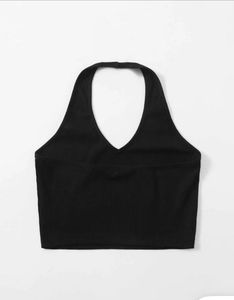 Black Halter Crop Top