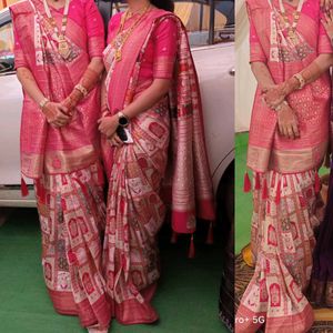 Elegant White Pink Saree with Embellished Borde