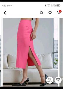 Pink Knit Midi Skirt