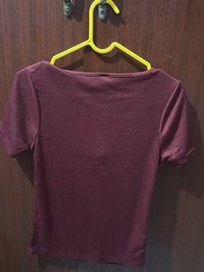 Burgundy Cutout Ribbed Top