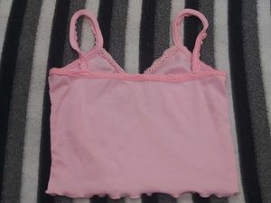 Pink Lace Trim Cami Top