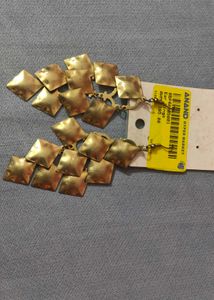 Gold Tone Square Drop Earrings