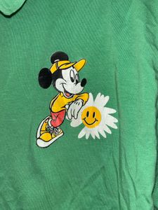 Green Mickey Mouse Polo Top