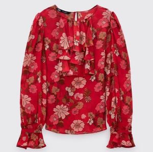 Zara Floral Ruffle Blouse