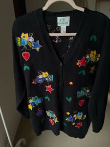 VINTAGE COTTAGECORE EMBROIDERED ANGEL Cardigan