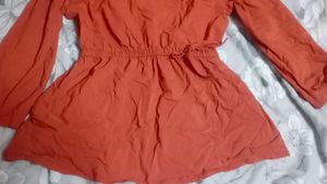 dusty Orange Colour Top For Women Peplum To