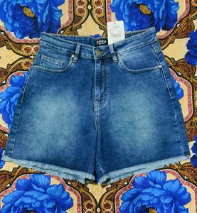 Shein Original Blue High-Waist Denim Shorts - Size