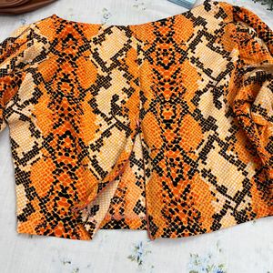 Incense Orange Full Sleeve Crop Top