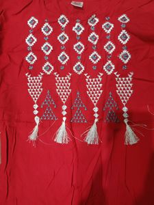 Red Beautiful Embroidery Kurti