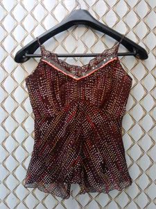 New With Tag Korean Half Laces Brown Top