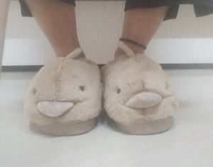 Dolphin Design Soft Fur Slippers For Women