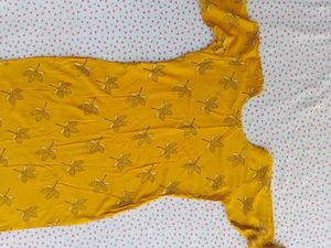 Yellow Leaf Print Kurti