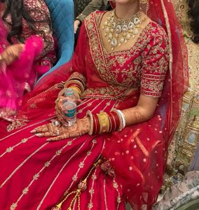 Plum Red Handwork Bridal Lehenga