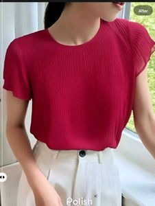 New With Tag Korean Kin Red Linen Top