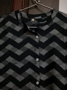 Navy Blue And White Casual Women Top