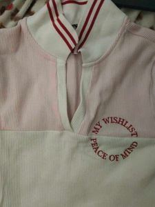 Cute Pink &amp; White Crop Top