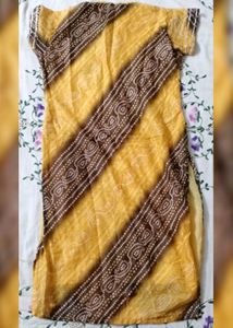 Bright Yellow Geometric Patterned Kurta (Women)