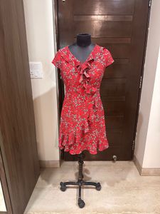 Scullers Red Floral Ruffle Dress