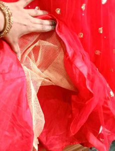 Red Lehnga Set In Net Fabric