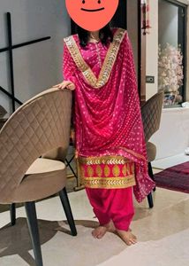 52) Pink Ethnic Bandhani GotaPatti Kurta Set