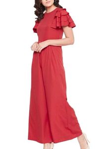 Stylish Red Ruffled Jumpsuit