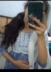 Blue White Cotton Xl Frock Legi Treditional Women