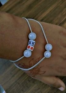 Custom Initial Beaded Silver Bracelet