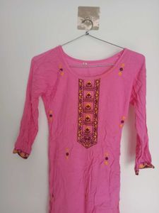 Pink Embroidered Kurta