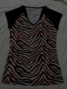 Zebra Print V-Neck Tee