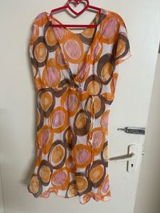 Retro Print Wrap Dress