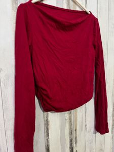 Red Long Sleeve Top &amp; Wide Leg Jeans