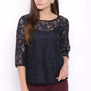 Avirate Navy Lace Top