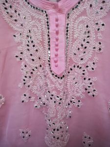 BABY PINK CHICKEN KURTA WITH INNER WEAR