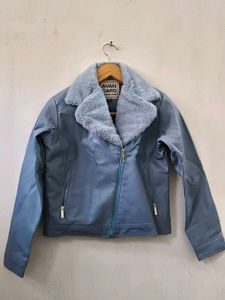 Avant Garde Blue Faux Leather Jacket