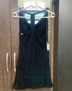 Embroidered Black Tank Mini Dress