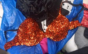 Sequin Designer Top Bra Hot Party Orange