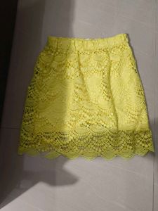 Yellow Lace Mini Skirt
