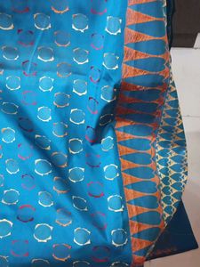 Uppada Pattu Teal Blue Saree with Gold Detail