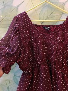 Get Combo Of 2 Polka Dot &amp; Shimmer Black Top