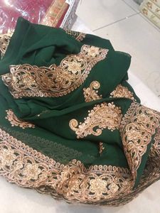Elegant Green Embroidered Saree