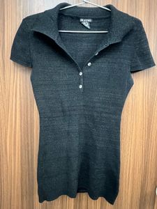 Black Shiny Shirt Top