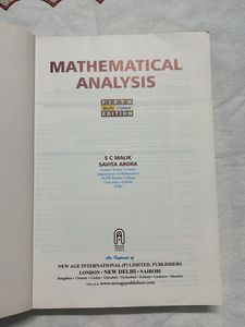 Mathematical Analysis SC Malik &amp; Savita Arora