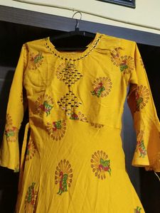 Yellow Floral Print Long Dress