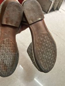 Sparkly Gold Ankle Strap Flats