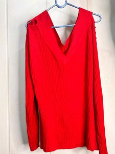 Combo Red Top And Brown Blazer