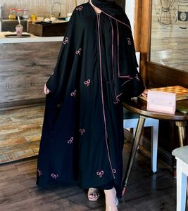 Elegant Black Abaya with Bow Accents