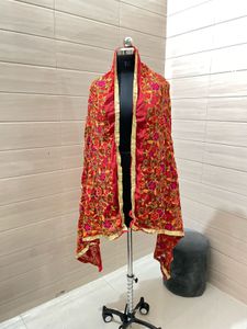 Red Embroidered Dupatta