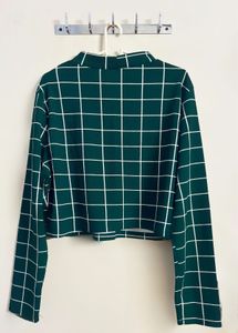 Green Grid Coord Set Cropped Top + Skirt